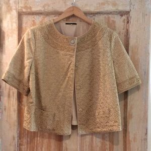 Tahari Embroidered Boxy Cropped Jacket